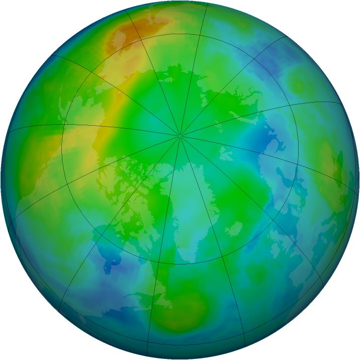 Arctic ozone map for 16 November 1988
